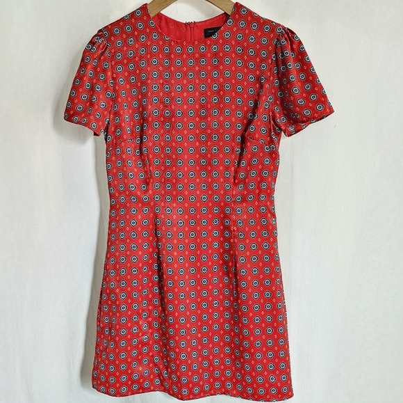 House of Harlow 1960 x Revolve Satin Red Geo Tile Delphine Mini Dress - Picture 6 of 16